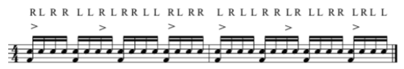 the paradiddle diddle in 16th notes