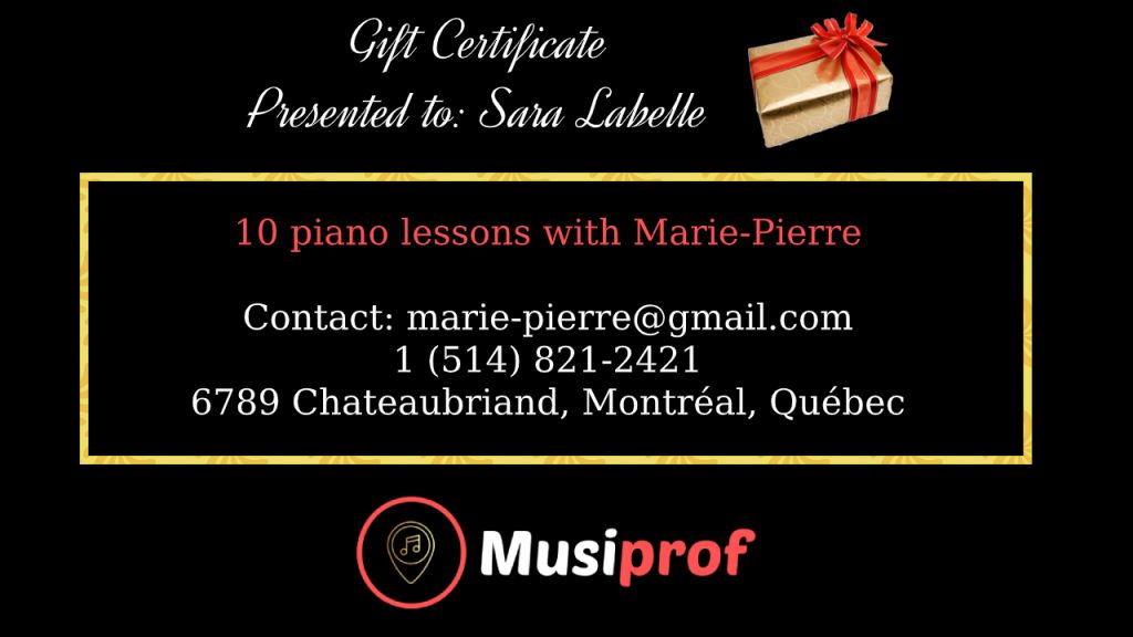 Music lessons Gift Certificate