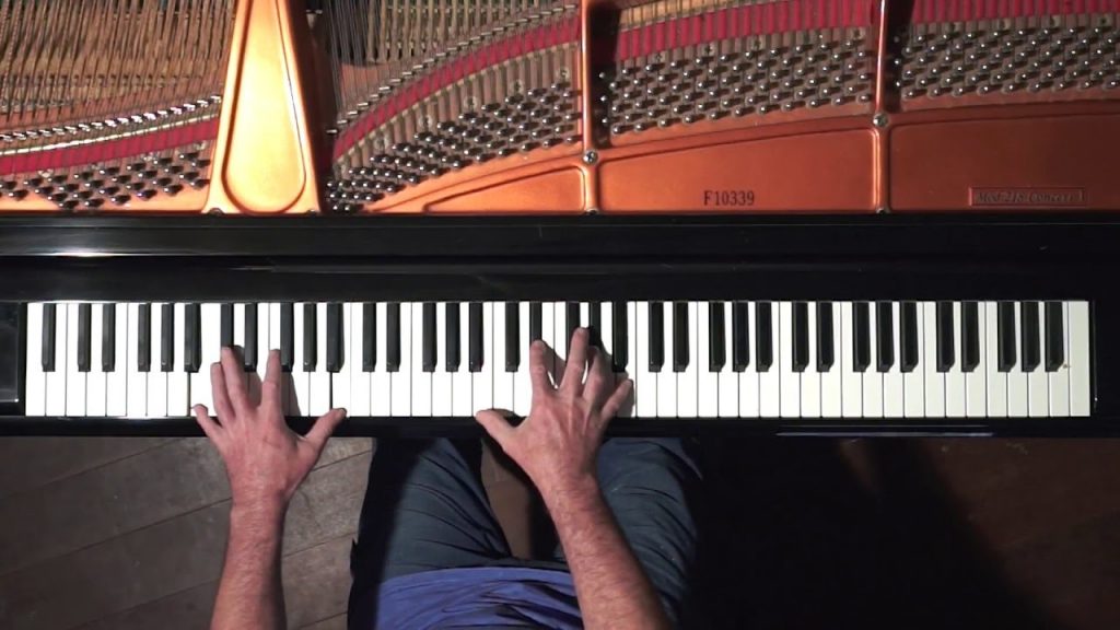 Online music lessons overhead view for piano