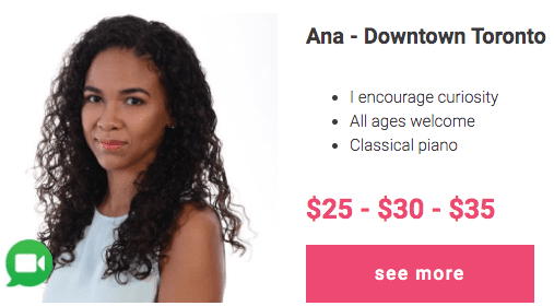 Affordable piano lessons in toronto with Ana