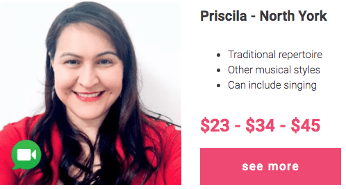 Priscila - inexpensive piano teacher in North York Toronto